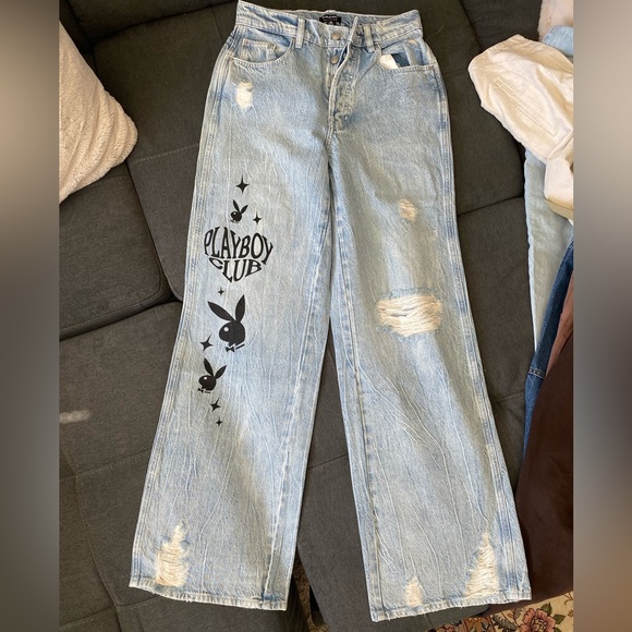 NEW PACSUN playboy light wash jeans HIGH WAIST - Picture 1 of 5
